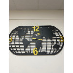 Metal Dünya Temalı Büyük Duvar Saati 130x70cm