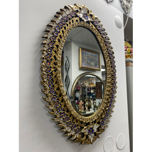 Hint İşi Oymalı Taş İşlemeli Ayna Duvar Dekoru 48x73cm