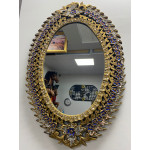 Hint İşi Oymalı Taş İşlemeli Ayna Duvar Dekoru 48x73cm