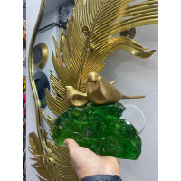 Zümrüt Yeşili Epoksi Kayalıkta Kuşlar Biblosu 20x17cm