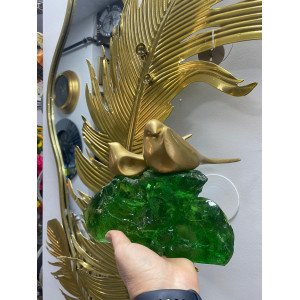 Zümrüt Yeşili Epoksi Kayalıkta Kuşlar Biblosu 20x17cm