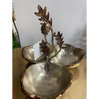 Metal Döküm Royal 3 Lü Sunumluk Çerezlik Şekerlik Bronz 25*23*22cm