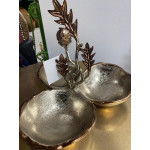 Metal Döküm Royal 3 Lü Sunumluk Çerezlik Şekerlik Bronz 25*23*22cm