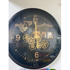 Siyah Metal Dekoratif Çarklı Duvar Saati Siyah Metal Dekoratif Çarklı Duvar Saati