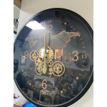 Siyah Metal Dekoratif Çarklı Duvar Saati