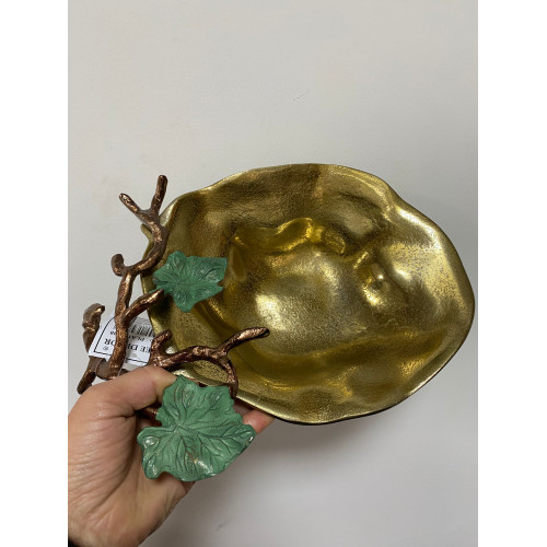 Gold Eskitme Aliminyum Dekoratif Yaprak Tabak Gold Eskitme Aliminyum Dekoratif Yaprak Tabak