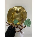 Gold Eskitme Aliminyum Dekoratif Yaprak Tabak