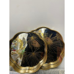 Aynalı 2 Li Dekoratif Tepsi Dal Desenli 34cm-35cm