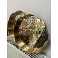 Aynalı 2 Li Dekoratif Motif Desenli Tepsi 34cm-35cm Aynalı 2 Li Dekoratif Motif Desenli Tepsi 34cm-35cm
