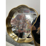 Aynalı 2 Li Dekoratif Tepsi Ağaç Desenli 34cm-35cm