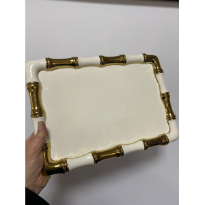 Bambu Desen Dikdörtgen Sunum Tabağı Tepsisi