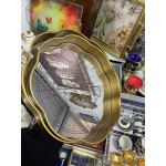 Aynalı 2 Li Dekoratif Tepsi Harita Desenli 34cm-35cm