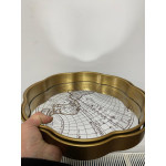 Aynalı 2 Li Dekoratif Tepsi Harita Desenli 34cm-35cm