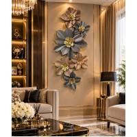Metal Çiçekli Duvar Dekoru Tablo 130*60cm
