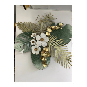 Yeşil Metal Çiçekli Duvar Dekoru 92*75 cm