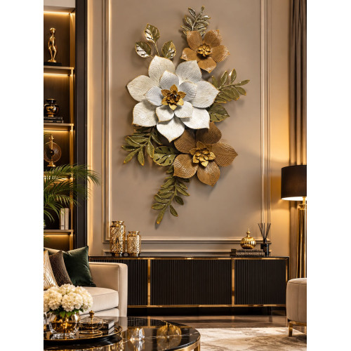 Metal Çiçekli Duvar Dekoru Tablo 120*60cm Metal Çiçekli Duvar Dekoru Tablo 120*60cm