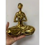 Seramik Yoga Yapan Bayan Biblo Gold Renk 20 cm