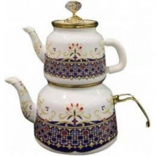 Vintage Emaye Çaydanlık Yörük Desen