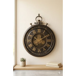 Dekoratif Köstek Model Metal Görünümlü Duvar Saati 74*60cm