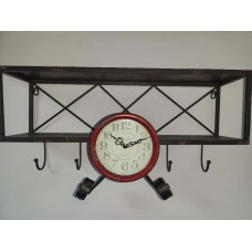 Vintage Uçak Önü Saatli Metal Raf