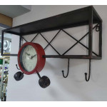 Vintage Uçak Önü Saatli Metal Raf Vintage Uçak Önü Saatli Metal Raf