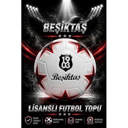 Beşiktaş Lisanslı Premium Orjinal Futbol Topu Yeni Sezon 430 Gr 5 No Futbol Topu Özel Seri