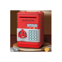Şifreli Otomatik Kağıt Para Alan Atm Kasa Kumbara - Kırmızı 19X13X10 CM