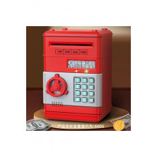 Şifreli Otomatik Kağıt Para Alan Atm Kasa Kumbara - Kırmızı 19X13X10 CM