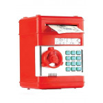 Şifreli Otomatik Kağıt Para Alan Atm Kasa Kumbara - Kırmızı 19X13X10 CM