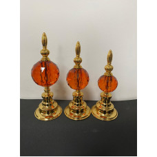 Gold Metal 3 Lü Kristal Alem Dekor