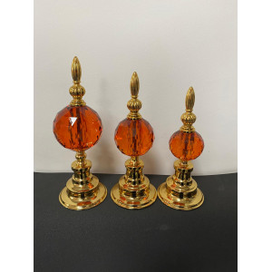 Gold Metal 3 Lü Kristal Alem Dekor