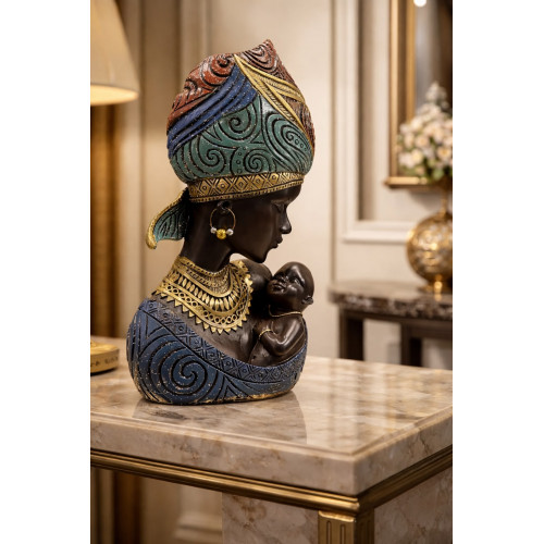 Dekoratif Afrikalı Biblo Anne Ve Çocuk 25x13cm