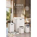 Luna Beyaz Kromlu Kare 5'li Banyo Seti