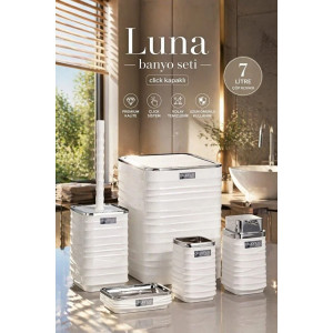 Luna Beyaz Kromlu Kare 5'li Banyo Seti