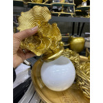 Cam Fanuslu Beyaz Gold  Mercan Dekor 25,5cm