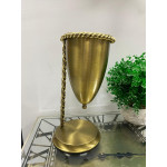 Gold Metal Halat Modeli Standlı Vazo Çiçeklik Saksı 34 cm