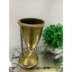 Gold Metal Halat Modeli Standlı Vazo Çiçeklik Saksı 34 cm