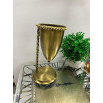 Gold Metal Halat Modeli Standlı Vazo Çiçeklik Saksı 34 cm
