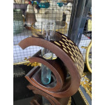 Ahşap Hilal Üzeri Dekoratif Cam Tüplü Vazo 23x19cm
