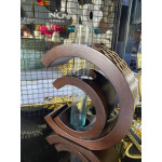 Ahşap Hilal Üzeri Dekoratif Cam Tüplü Vazo 23x19cm