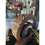Ahşap Hilal Üzeri Dekoratif Cam Tüplü Vazo 23x19cm
