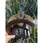 Ahşap Hilal Üzeri Dekoratif Cam Tüplü Vazo 23x19cm
