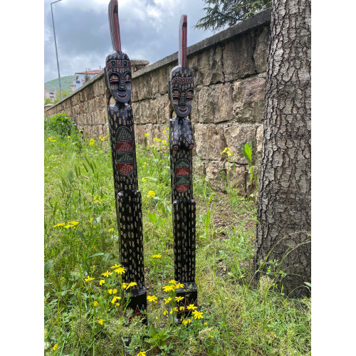El Yapımı Ahşap Afrika İnsan Figürü 2 Li Set 93*97cm El Yapımı Ahşap Afrika İnsan Figürü 2 Li Set 93*97cm