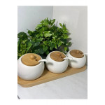 Bambu Kaşıklı Porselen Baharatlık