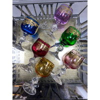 Bohemia Kristal Renkli Fırça Yaldız 24 K Renkli Kahve Yanı Su Bardağı 150ML