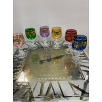 Bohemia Kristal Renkli Fırça Yaldız 24 K Renkli Kahve Yanı Su Bardağı 150ML