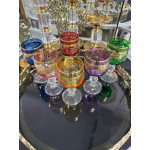 Bohemia Kristal Renkli Fırça Yaldız 24 K Renkli Kahve Yanı Su Bardağı 150ML