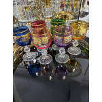 Bohemia Kristal Renkli Fırça Yaldız 24 K Renkli Kahve Yanı Su Bardağı 150ML