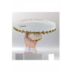 Gebo Porselen Gold Detaylı Ayaklı Servis Sunum Tabağı