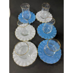 Glor Renkli Yaldızlı Cam 6 Kişilik Çay Seti